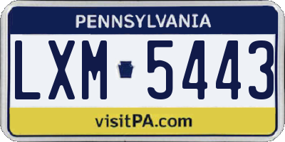 PA license plate LXM5443