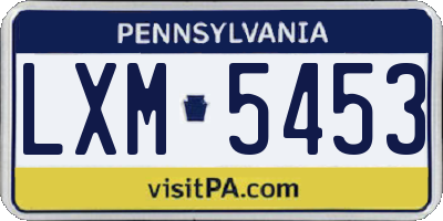PA license plate LXM5453