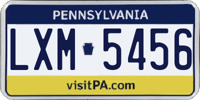 PA license plate LXM5456