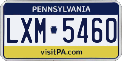 PA license plate LXM5460