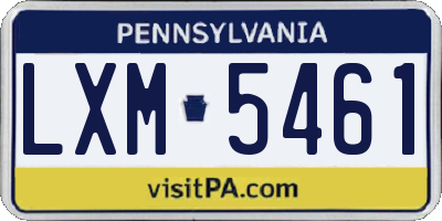 PA license plate LXM5461