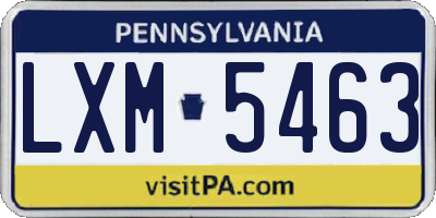 PA license plate LXM5463