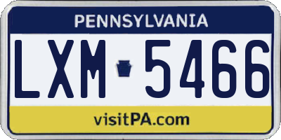 PA license plate LXM5466