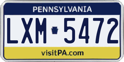 PA license plate LXM5472