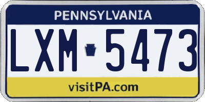 PA license plate LXM5473