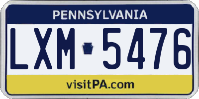 PA license plate LXM5476
