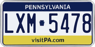 PA license plate LXM5478