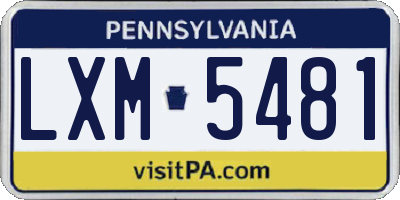 PA license plate LXM5481