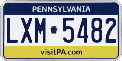 PA license plate LXM5482