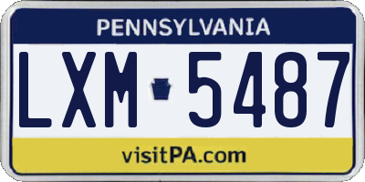 PA license plate LXM5487