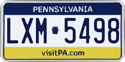 PA license plate LXM5498