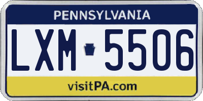 PA license plate LXM5506