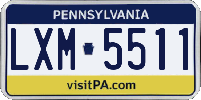 PA license plate LXM5511