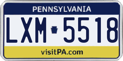 PA license plate LXM5518