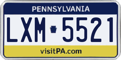 PA license plate LXM5521