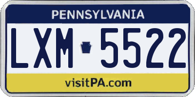 PA license plate LXM5522
