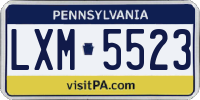 PA license plate LXM5523