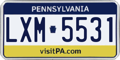 PA license plate LXM5531