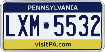 PA license plate LXM5532