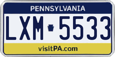 PA license plate LXM5533