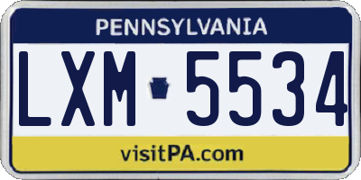 PA license plate LXM5534
