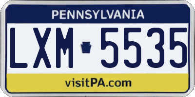 PA license plate LXM5535