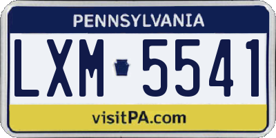 PA license plate LXM5541