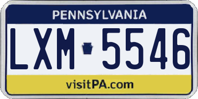 PA license plate LXM5546