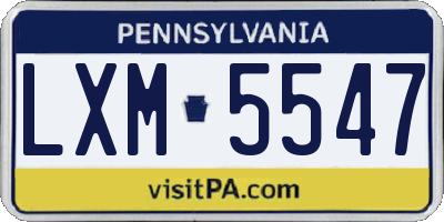 PA license plate LXM5547