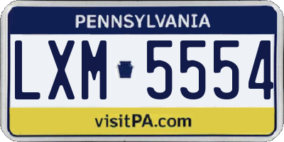 PA license plate LXM5554