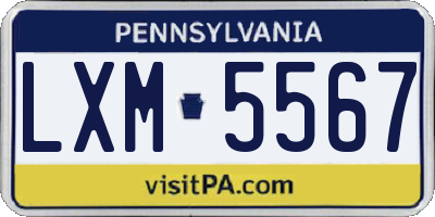 PA license plate LXM5567