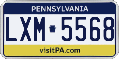 PA license plate LXM5568