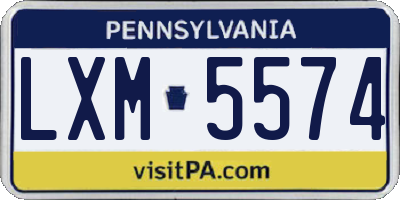 PA license plate LXM5574