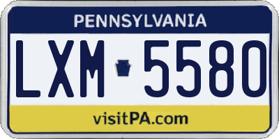 PA license plate LXM5580