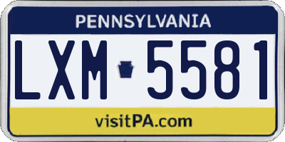 PA license plate LXM5581