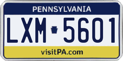 PA license plate LXM5601