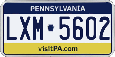PA license plate LXM5602
