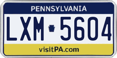 PA license plate LXM5604
