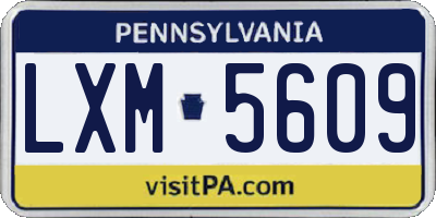 PA license plate LXM5609