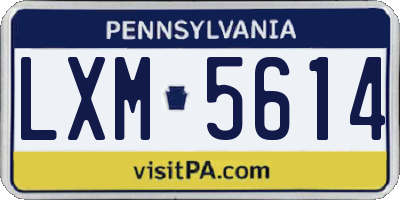 PA license plate LXM5614
