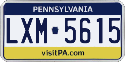 PA license plate LXM5615