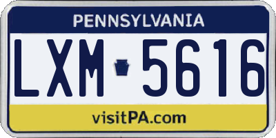 PA license plate LXM5616