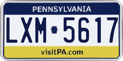 PA license plate LXM5617