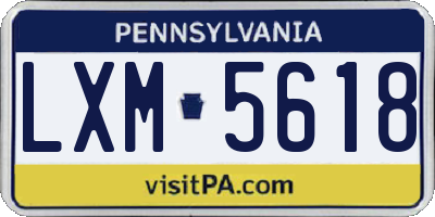 PA license plate LXM5618