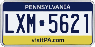PA license plate LXM5621