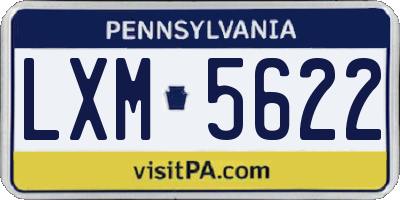 PA license plate LXM5622