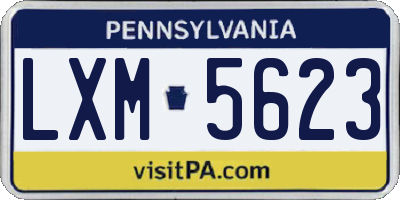 PA license plate LXM5623