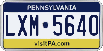 PA license plate LXM5640