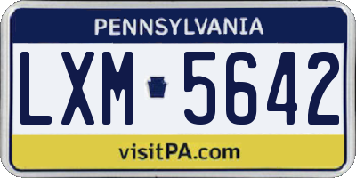 PA license plate LXM5642