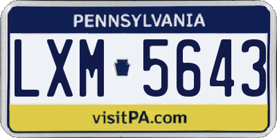 PA license plate LXM5643